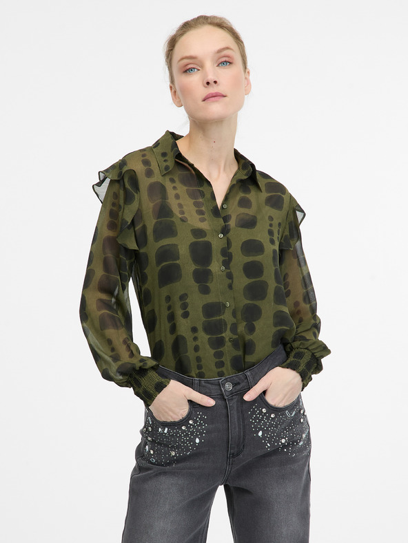 Orsay Zelena ženska bluza z ovratnikom ORSAY