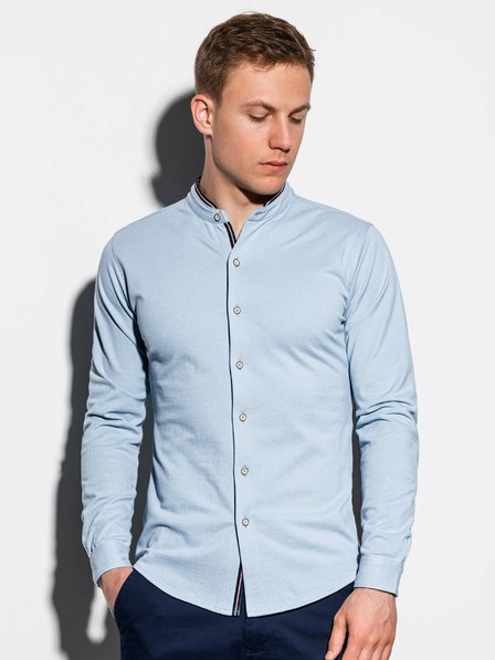 Ombre Clothing Svetlomodra moška srajca s kratkimi rokavi K542