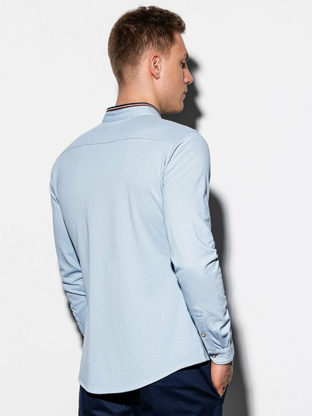 Ombre Clothing Svetlomodra moška srajca s kratkimi rokavi K542