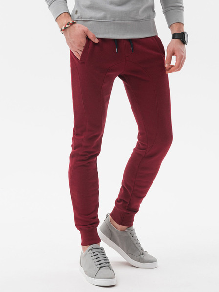 Ombre Clothing Moške osnovne športne hlače v bordo barvi Ombre Clothing