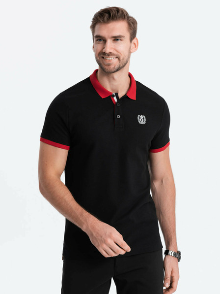 Ombre Clothing Črna moška polo majica Ombre oblačila