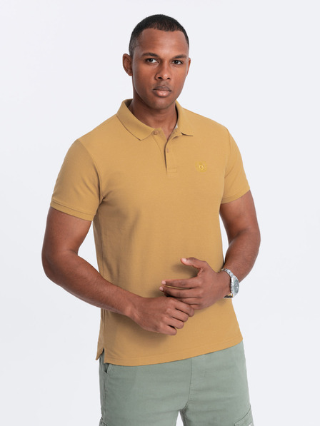 Ombre Clothing Gorčična moška osnovna polo majica Ombre Clothing