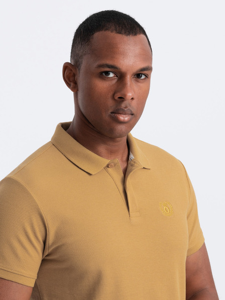 Ombre Clothing Gorčična moška osnovna polo majica Ombre Clothing