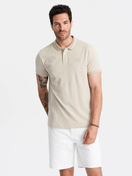 Ombre Clothing bež moška črtasta polo majica Ombre Clothing