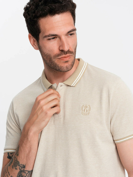 Ombre Clothing bež moška črtasta polo majica Ombre Clothing