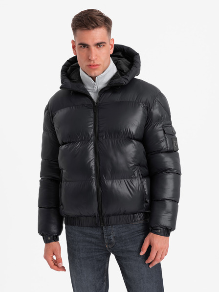 Ombre Clothing Moška topla jakna z rebrastimi zaključki Ombre Clothing