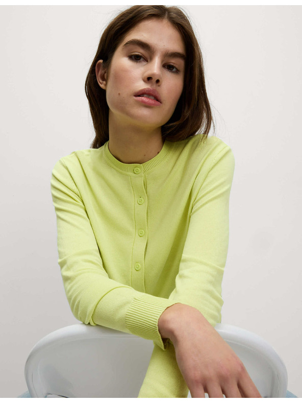 Marks & Spencer Cardigan with round neck and buttons in front Marks & Spencer green