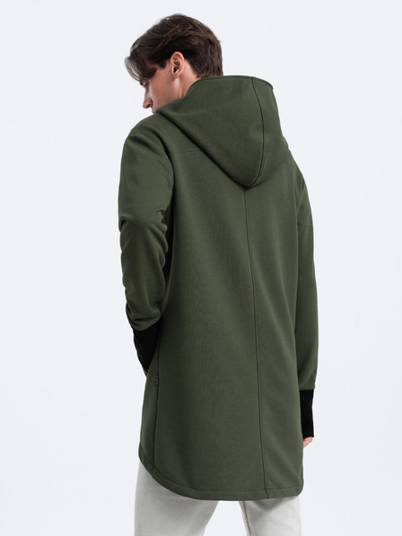 Ombre Clothing Temno zelena moška jopa z asimetričnim zapenjanjem Ombre Clothing