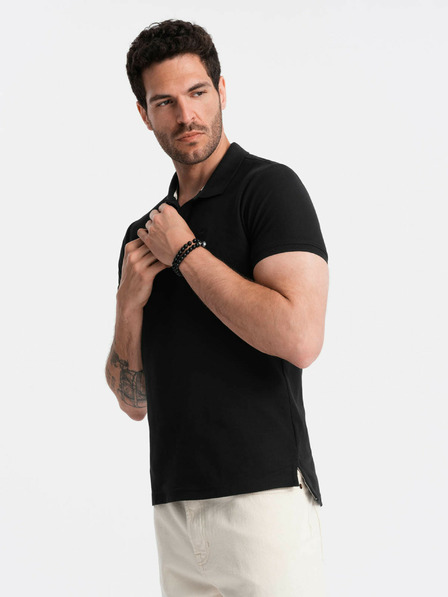 Ombre Clothing Črna moška osnovna polo majica Ombre Clothing