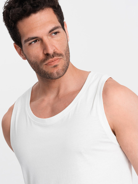 Ombre Clothing Bela moška bombažna majica Ombre Clothing