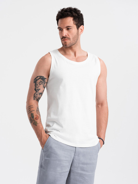 Ombre Clothing Bela moška bombažna majica Ombre Clothing