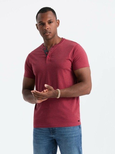 Ombre Clothing Rdeča moška majica z okroglim vratom Ombre Clothing