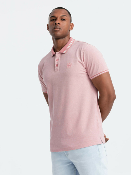 Ombre Clothing Melanžna moška polo majica s črtastim ovratnikom Ombre Clothing