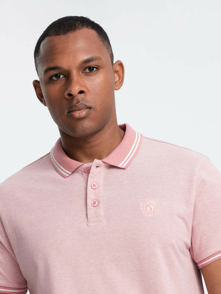 Ombre Clothing Melanžna moška polo majica s črtastim ovratnikom Ombre Clothing