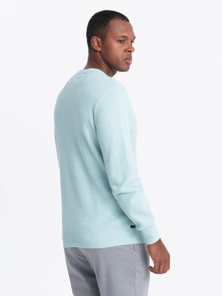 Ombre Clothing Moški melanžni strukturirani pleteni pulover Mint Ombre oblačila
