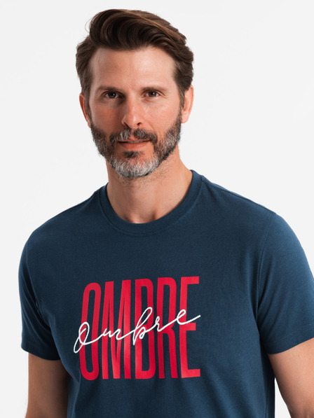 Ombre Clothing Moška bombažna majica z nežno vezenino Ombre Clothing