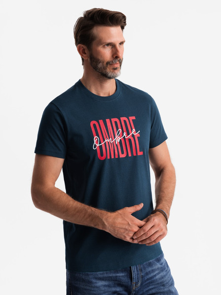 Ombre Clothing Moška bombažna majica z nežno vezenino Ombre Clothing