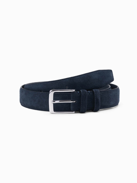 Ombre Clothing Moški enobarvni pas iz naravnega semiša modre barve Ombre Clothing