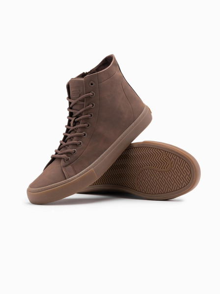 Ombre Clothing Moške visoke športne copate z gumijastim vrhom rjave barve Ombre oblačila