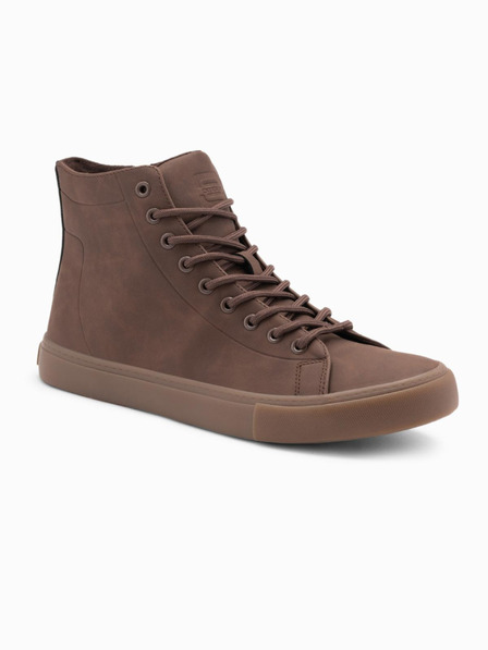 Ombre Clothing Moške visoke športne copate z gumijastim vrhom rjave barve Ombre oblačila