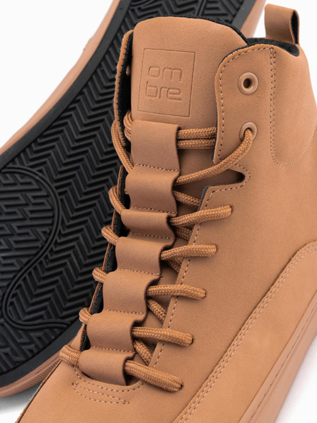 Ombre Clothing Moške visoke športne copate z gumijastim vrhom rjave barve Ombre oblačila