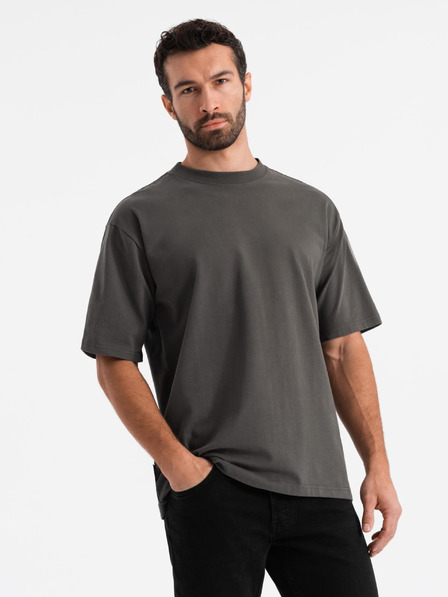 Ombre Clothing Moška majica LOOSE FIT z žepom v barvi kaki Ombre Clothing