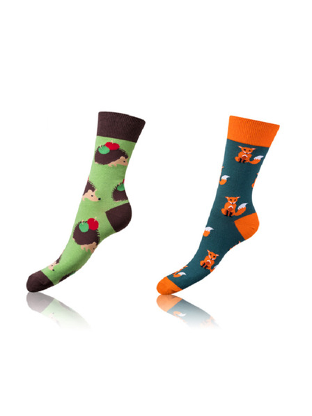 Bellinda CRAZY SOCKS 2x - Veselé ponožky 2 páry - oranžová - svetlozelená