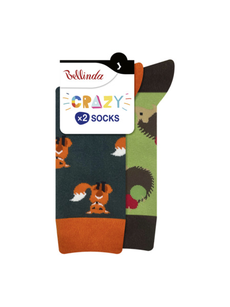 Bellinda CRAZY SOCKS 2x - Veselé ponožky 2 páry - oranžová - svetlozelená