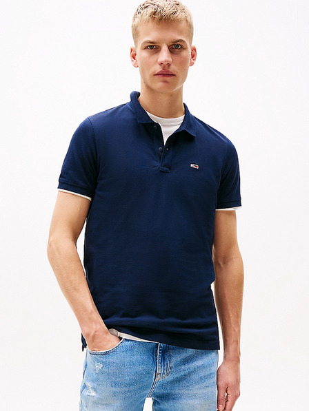 Tommy Hilfiger Modra moška polo majica Flag Patch Tommy Hilfiger