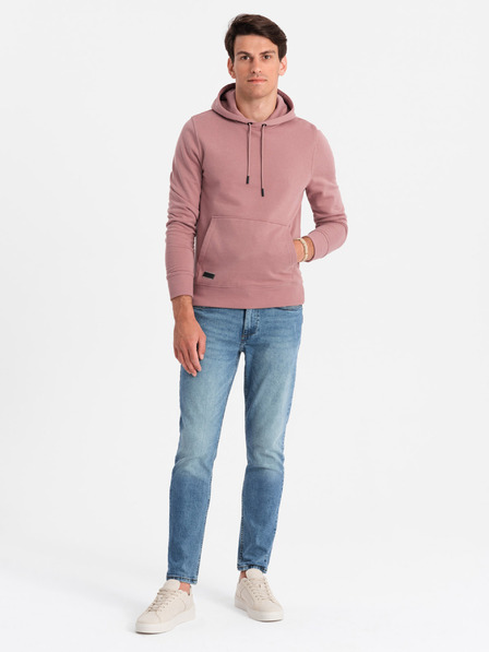 Ombre Clothing Pánska bavlnená mikina BASIC klokani s kapucňou Ombre Clothing