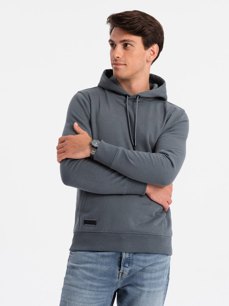 Ombre Clothing Pánska bavlnená klokaní mikina BASIC s kapucňou Ombre Clothing