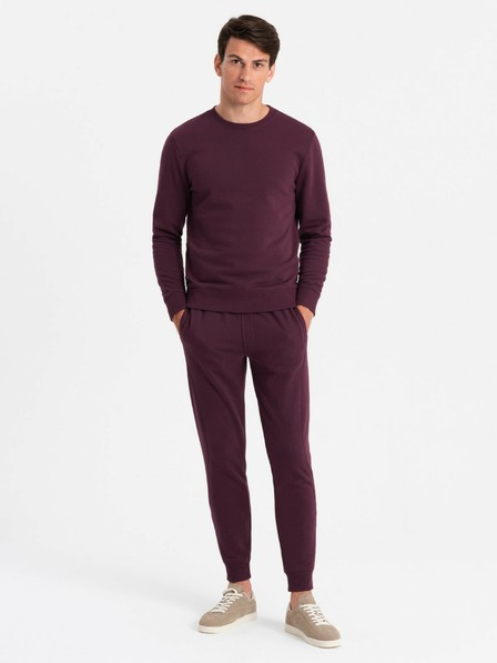 Ombre Clothing BASIC moška bombažna majica BASIC burgundska barva Ombre oblačila