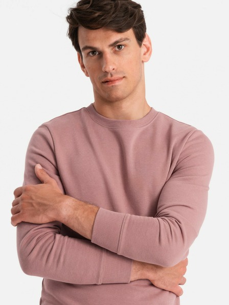 Ombre Clothing Moška bombažna jopa s kapuco BASIC temno roza Ombre Clothing