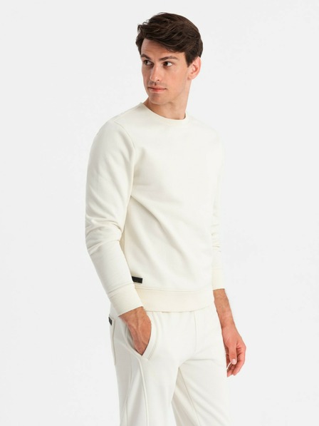 Ombre Clothing Moška bombažna trenirka BASIC krem Ombre Clothing