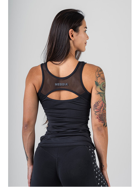 Nebbia Majica za fitnes MESH 444 S, črna