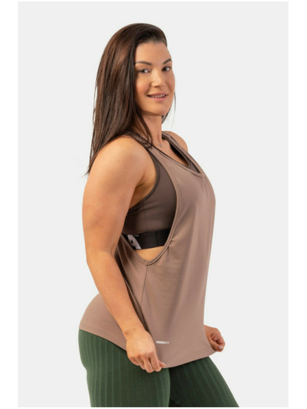 Nebbia Prosta majica "Feeling Good" s prečko na hrbtu 419 Brown Nebbia
