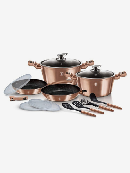 Berlingerhaus Garnitura posod s površino iz marmorja 13 kosov Rosegold Metallic Line BERLINGERHAUS