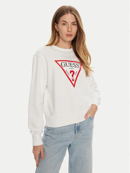 Guess Jeans Ženska bela jopica z velikim trikotnim logotipom Guess jeans