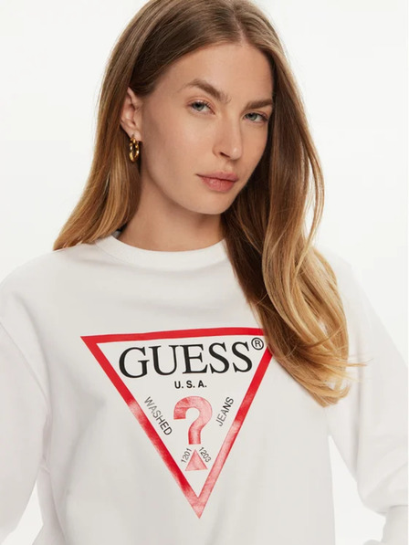 Guess Jeans Ženska bela jopica z velikim trikotnim logotipom Guess jeans
