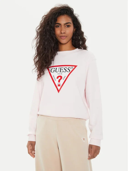 Guess Jeans Ženska rožnata jopica z velikim trikotnim logotipom Guess jeans