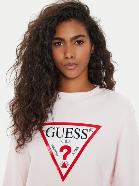 Guess Jeans Ženska rožnata jopica z velikim trikotnim logotipom Guess jeans