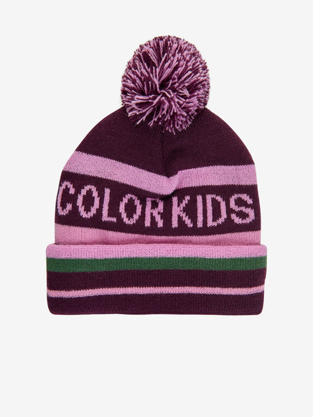 Color Kids Roza in vijolična dekliška zimska kapa z batom Color Kids