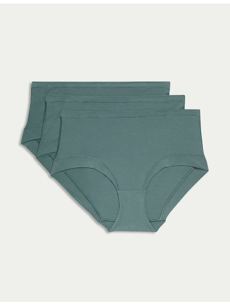 Marks & Spencer Kratke hlače z visokim pasom in tehnologijo Flexifit™, 3 kosi v paketu Marks & Spencer zelena