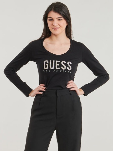 Guess Jeans Žensko črno majico Python Guess jeans