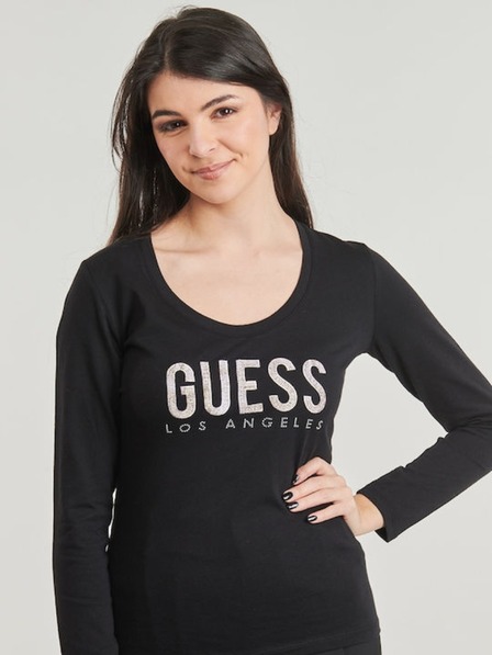 Guess Jeans Žensko črno majico Python Guess jeans
