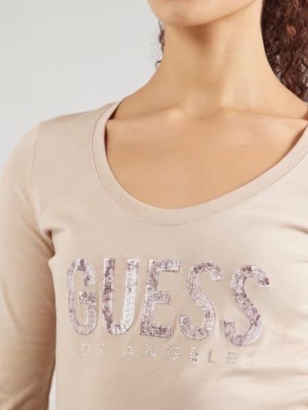 Guess Jeans Žensko bež majico Python Guess jeans