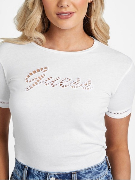Guess Jeans Žensko belo majico Guess Blouse Cotton