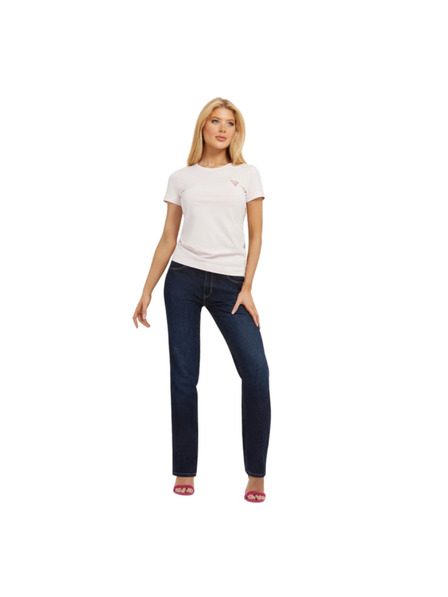 Guess Jeans Žensko svetlo rožnato majico z mini triangel logotipom Guess jeans
