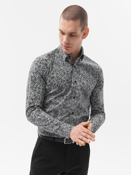 Ombre Clothing Belo-črna moška srajca Ombre Clothing K608