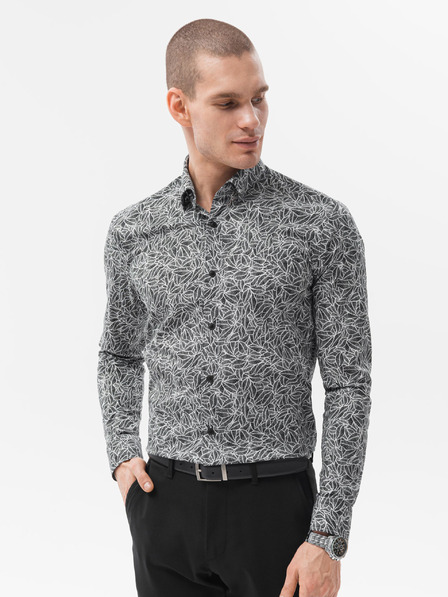 Ombre Clothing Belo-črna moška srajca Ombre Clothing K608